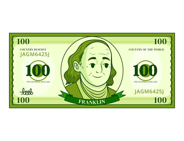 Free vector hand drawn 100 dollar bill cartoon illustration