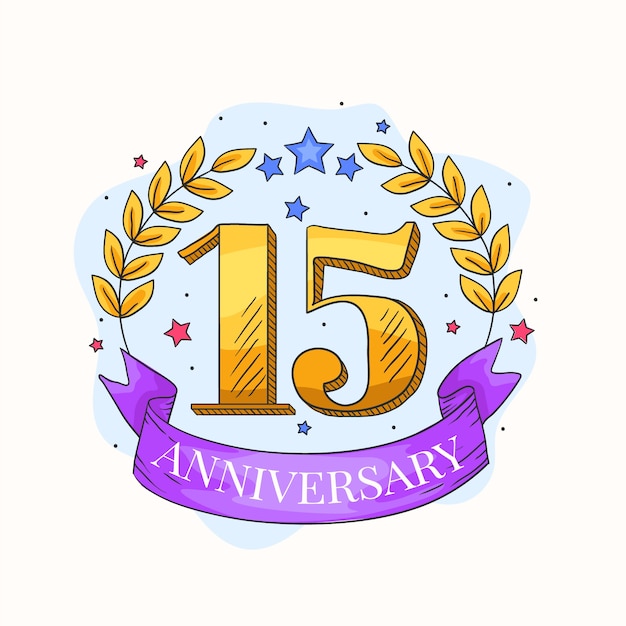 Hand drawn 15th anniversary or birthday