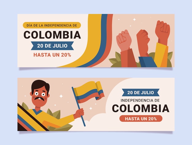 Hand drawn 20 de julio banners