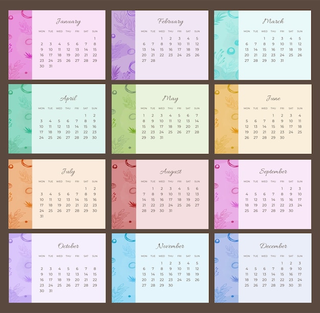 Free Vector hand drawn 2023 desk calendar template