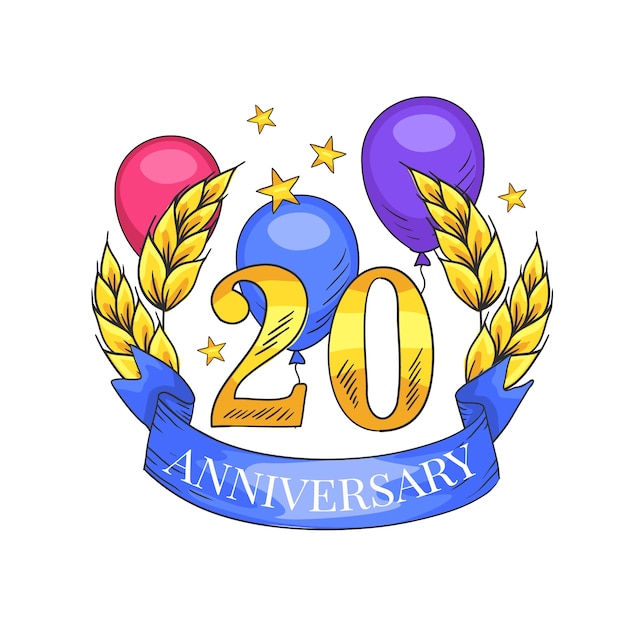 Hand drawn 20th anniversary or birthday