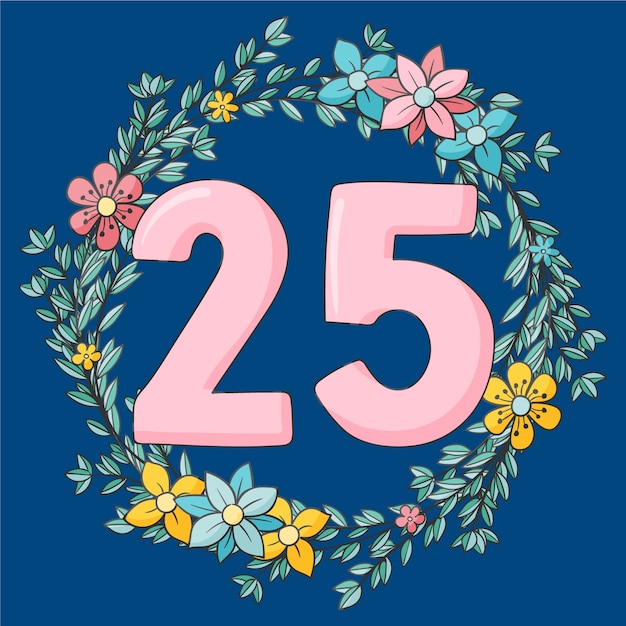 Free Vector hand drawn 25th anniversary or birthday