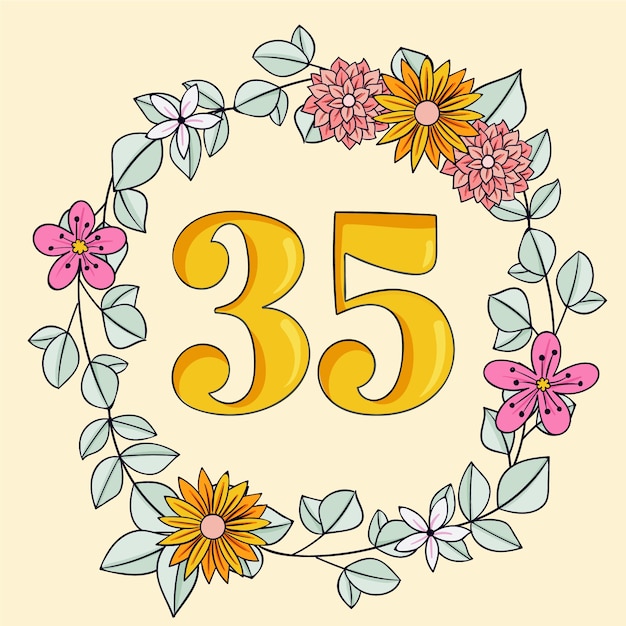 Hand drawn 35th anniversary card