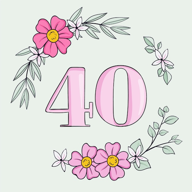 Free vector hand drawn 40th anniversary card