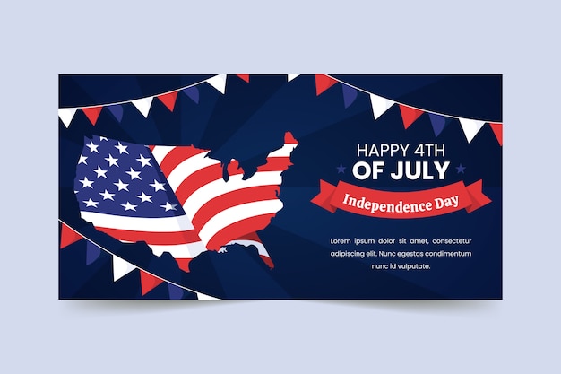 Hand drawn 4th of july banner