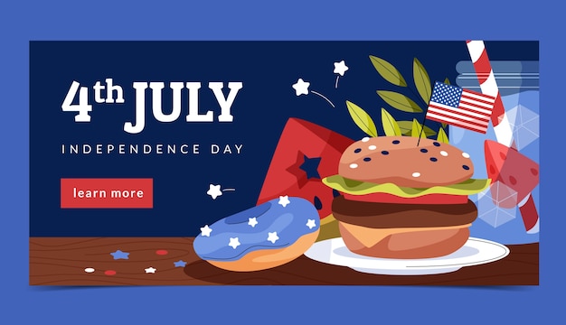 Free Vector hand drawn 4th of july banner