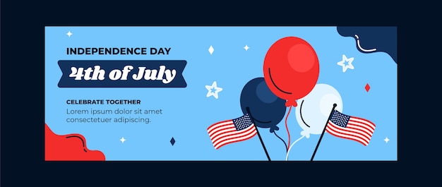 Hand drawn 4th of july celebration facebook cover template