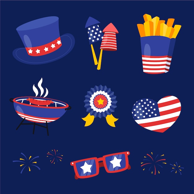 Free Vector hand drawn 4th of july element collection