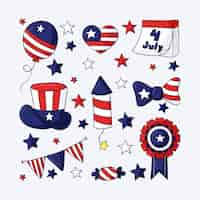 Free vector hand drawn 4th of july elements collection