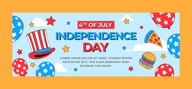 Hand drawn 4th of july facebook cover template