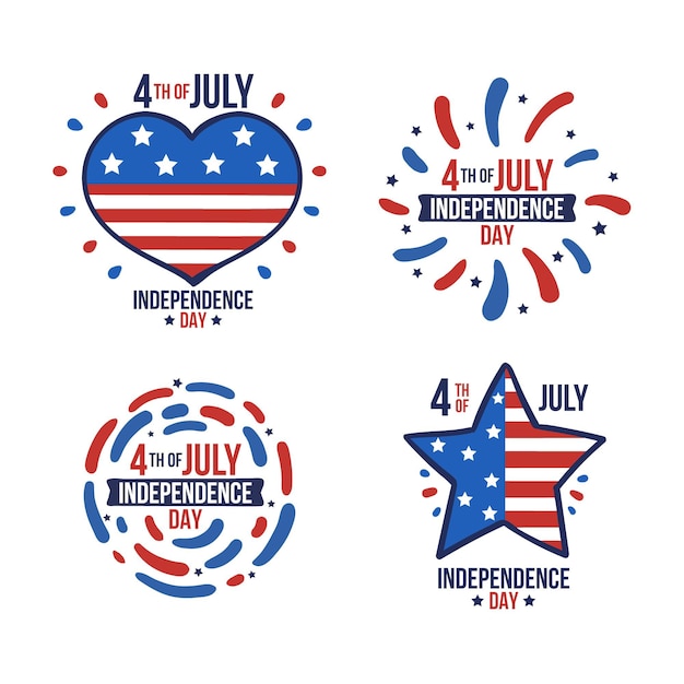 Free Vector hand drawn 4th of july - independence day badge collection