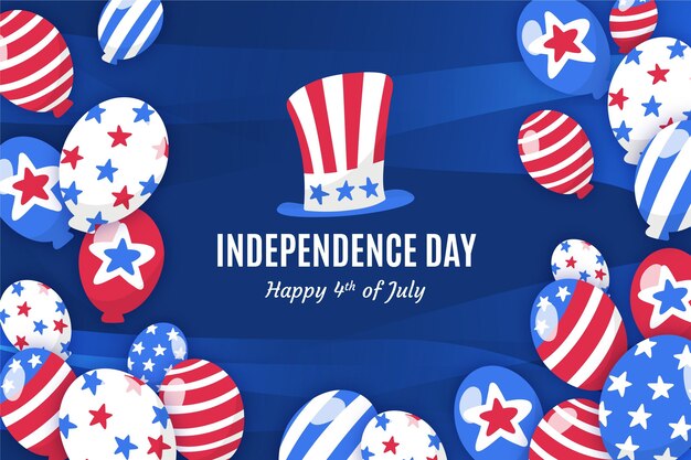 Hand drawn 4th of july - independence day balloons background