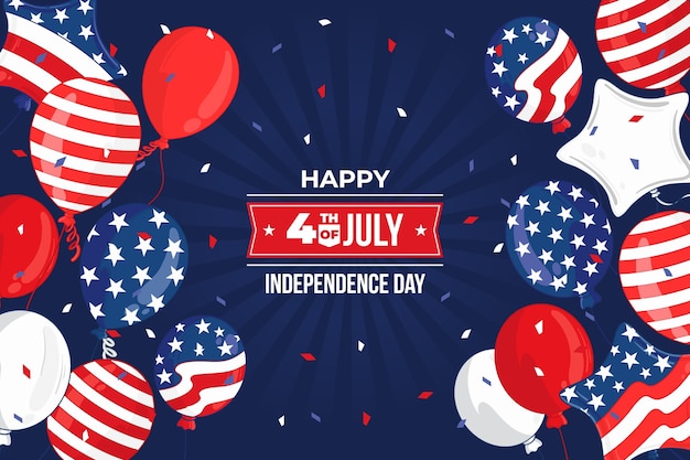 Hand drawn 4th of july - independence day balloons background