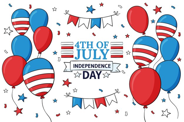 Hand drawn 4th of july - independence day balloons background