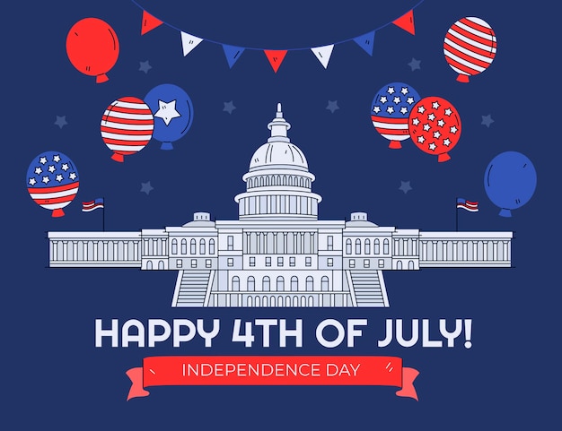 Free Vector hand drawn 4th of july - independence day illustration