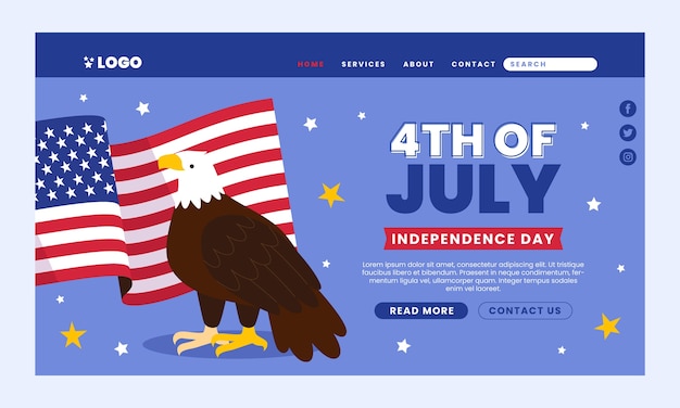 Free Vector hand drawn 4th of july landing page template