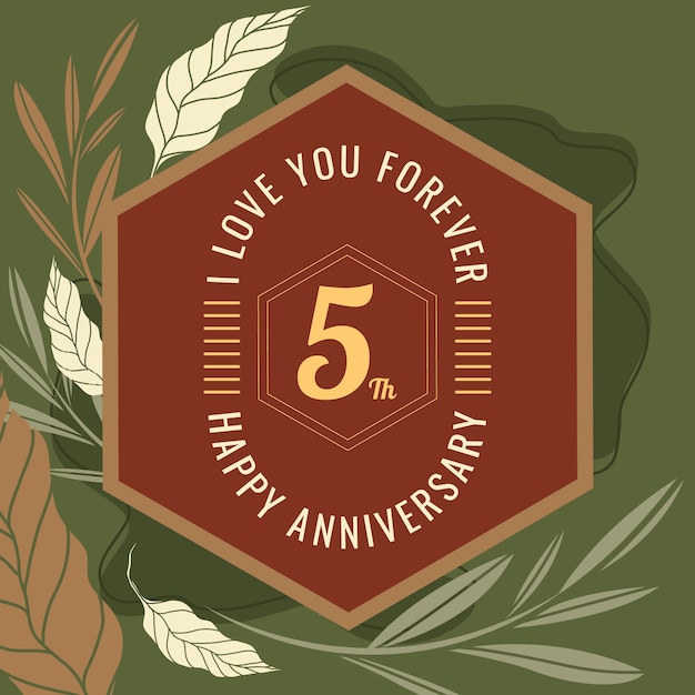 Free vector hand drawn 5 years anniversary or birthday