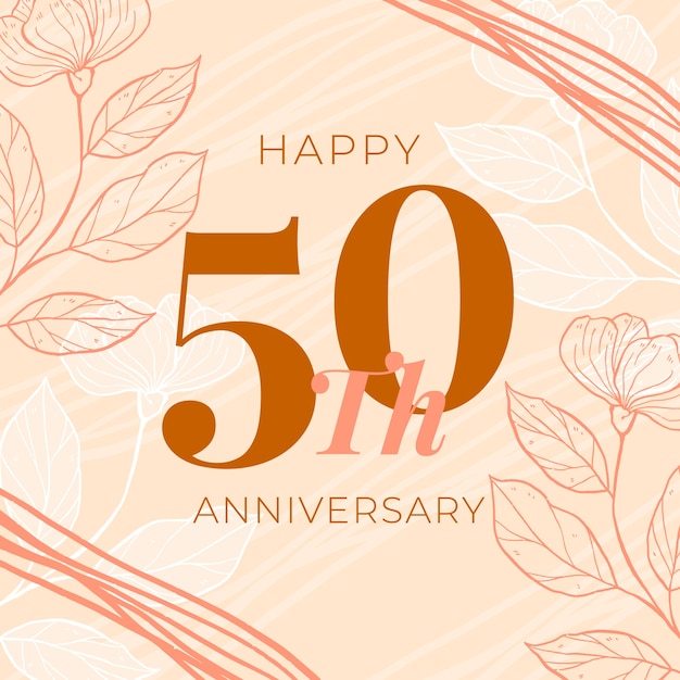 Free Vector hand drawn 50th anniversary card