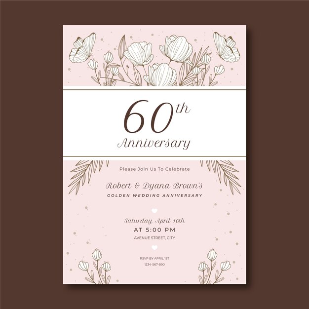 Hand drawn 60th anniversary or birthday