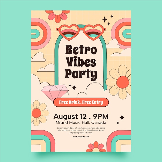 Free Vector hand drawn 70s style poster design