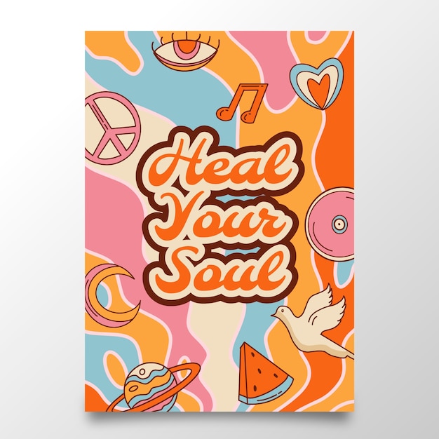 Free Vector hand drawn 70s style  poster template