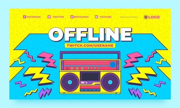 Free Vector hand drawn 80s party twitch background