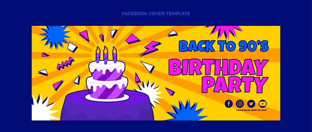 Hand drawn 90s birthday facebook cover