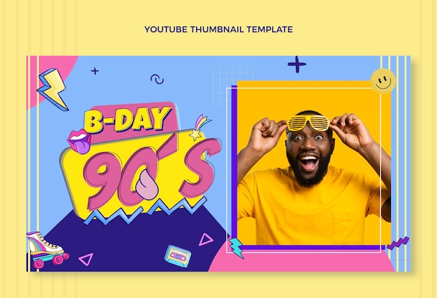 Hand drawn 90s birthday youtube thumbnail