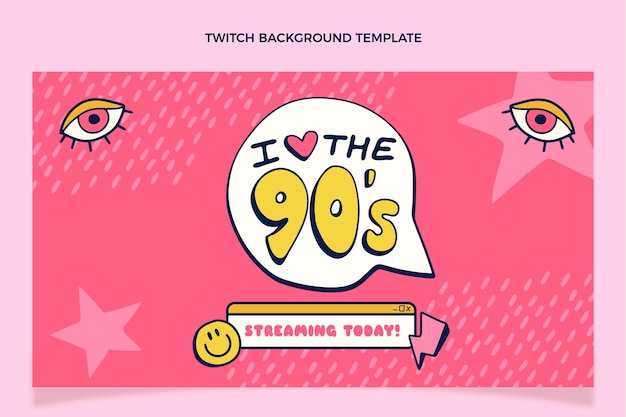 Hand drawn 90s music festival twitch background