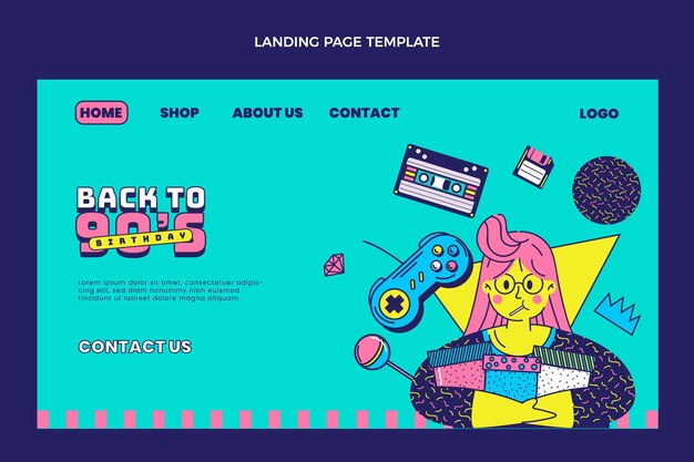 Hand drawn 90s nostalgic birthday landing page