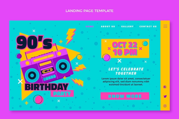 Hand drawn 90s nostalgic birthday landing page