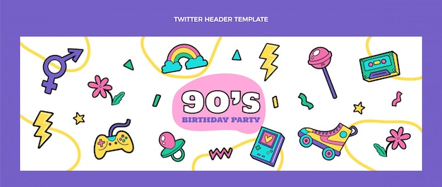 Hand drawn 90sbirthday twitter header