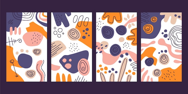 Free Vector hand drawn abstract art cover set