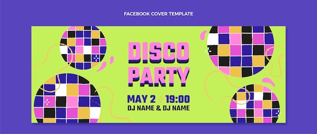 Hand drawn abstract disco party facebook cover