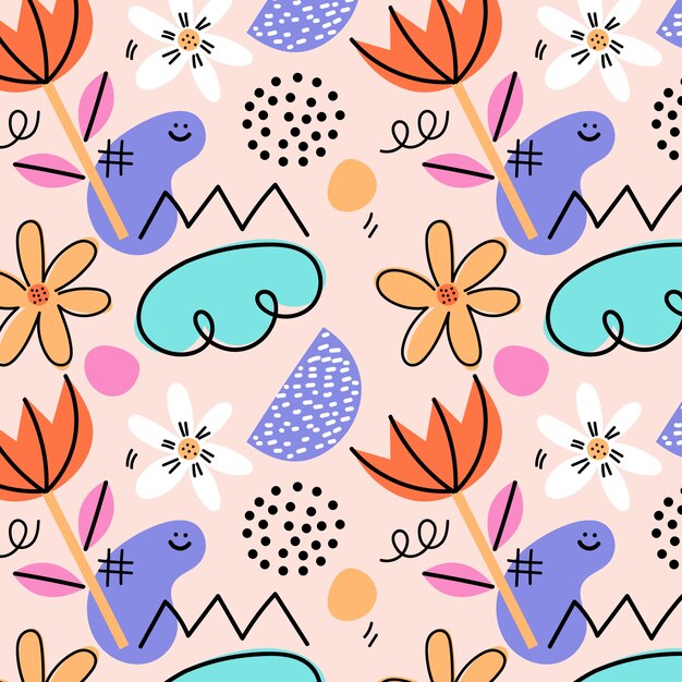 Hand drawn abstract doodle pattern