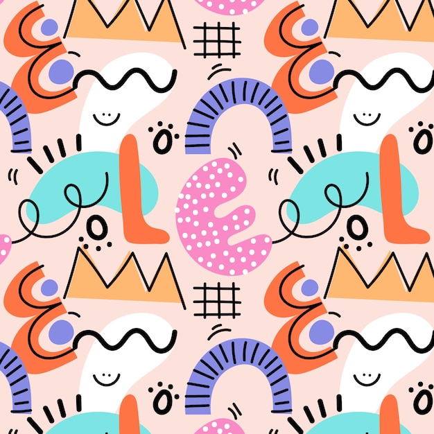 Free Vector hand drawn abstract doodle pattern