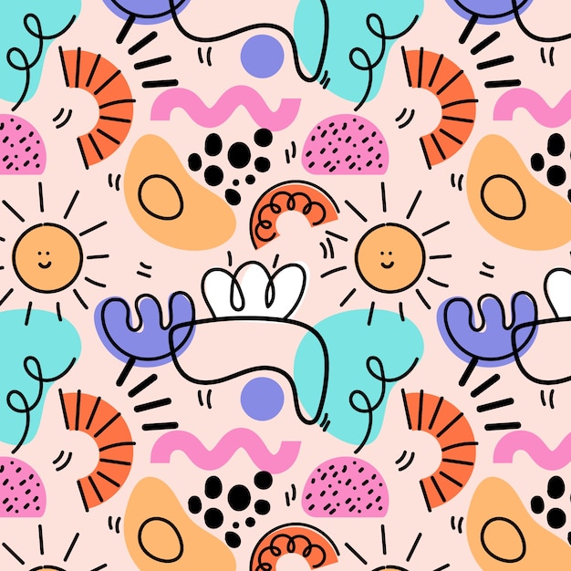 Hand drawn abstract doodle pattern