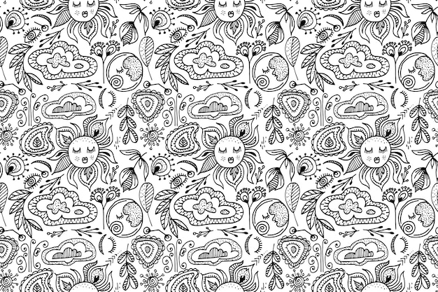 Hand drawn abstract doodle pattern