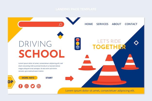 Hand drawn abstract driving school landing page