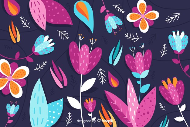 Hand drawn abstract floral background