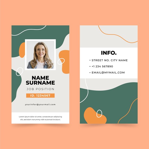 Hand drawn abstract geometric id cards template