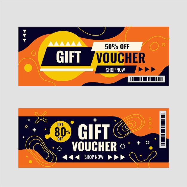 Hand drawn abstract gift voucher banners