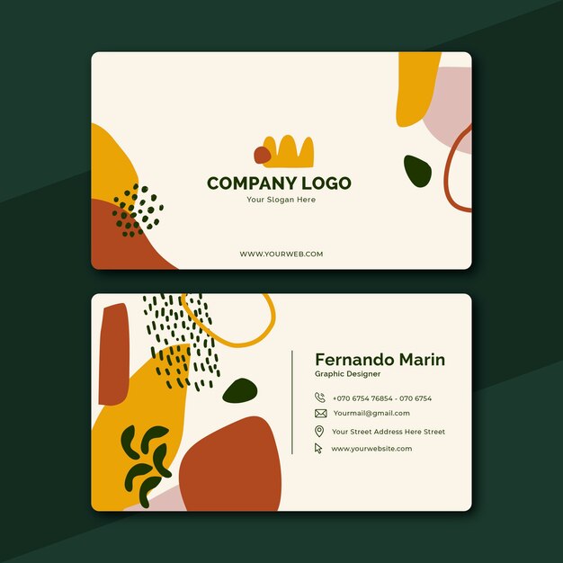 Hand drawn abstract horizontal business card template