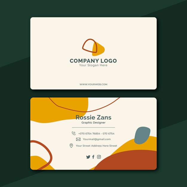 Hand drawn abstract horizontal business card template