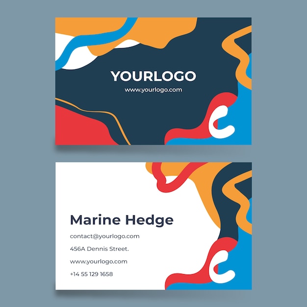 Hand drawn abstract horizontal business card template