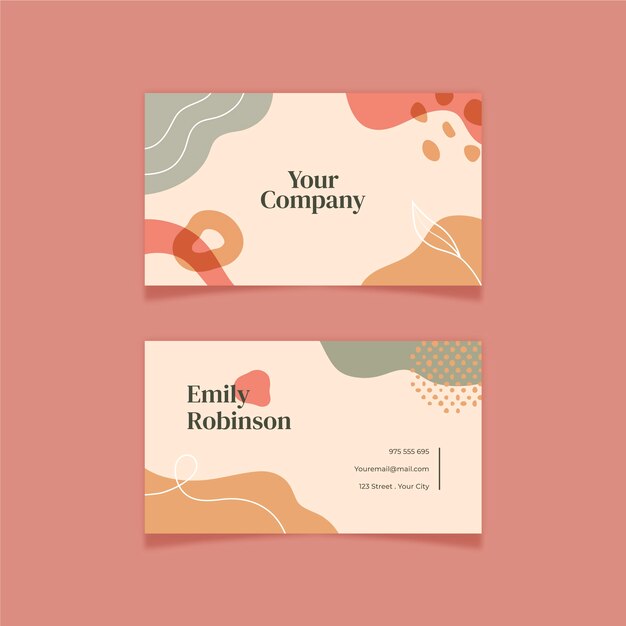 Hand drawn abstract horizontal business card template