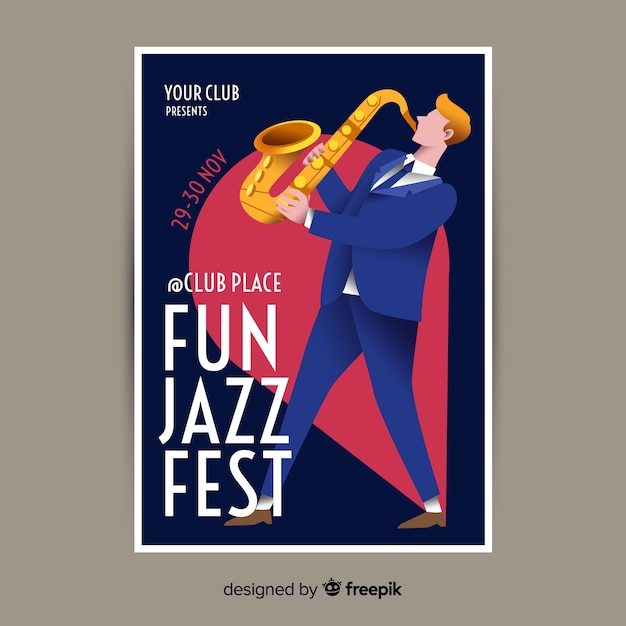 Hand drawn abstract jazz poster template