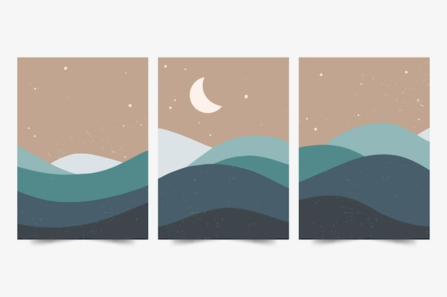 Hand drawn abstract landscape covers collection