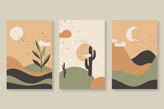 Hand drawn abstract landscape covers collection