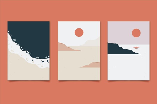 Hand drawn abstract landscape covers collection